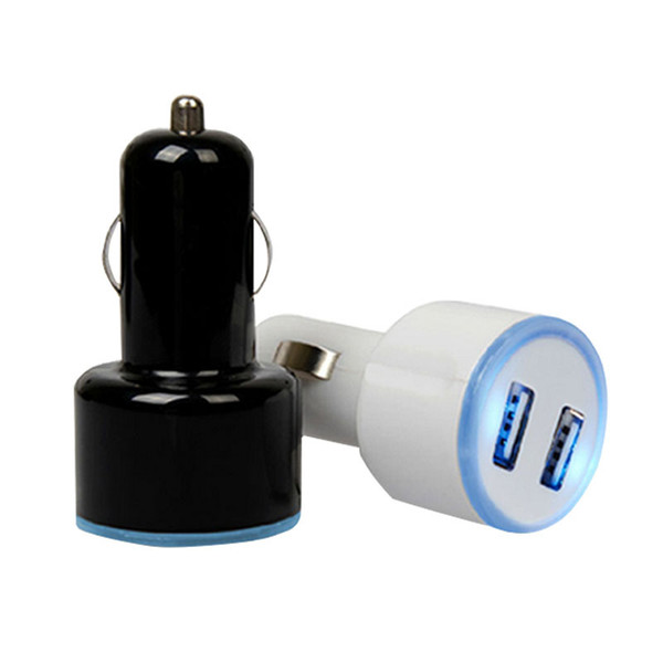 Car Phone Charger 2 Port Mini Dual USB LED Light Ring Car Charger Adapter Quick Charging 5V 2.1A for iPhone Samsung Xiaomi LG Car-Charger