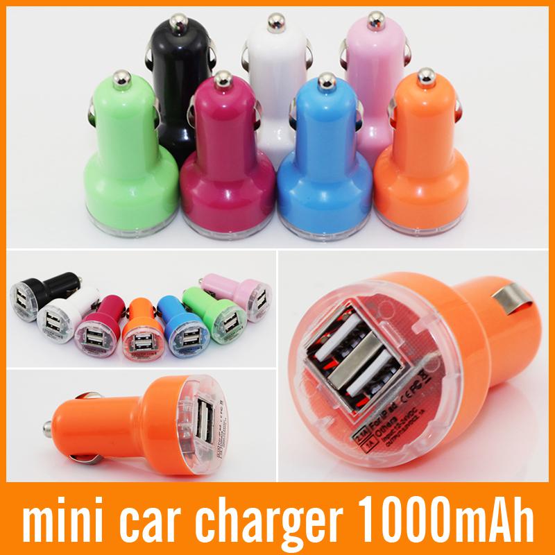 2 port Dual USB Car Charger colorful 2.1A Auto Power Adapter universal for iphone for ipad for Samsung 500PCS