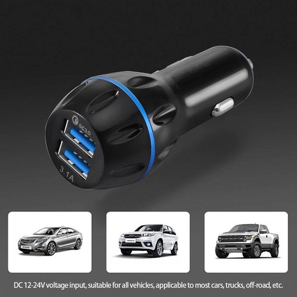 Car Chargers Dual USB QC3.0 Fast Chargers 3.1A car Dual USB Fast Charging Phone Charger for iPhone Samsung Galaxy