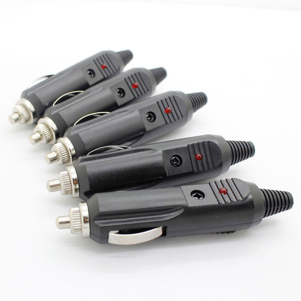 New Male Car Cigarette Lighter Socket Plug Connector With Fuse Red LED 12V Auto 5pcs/Lot