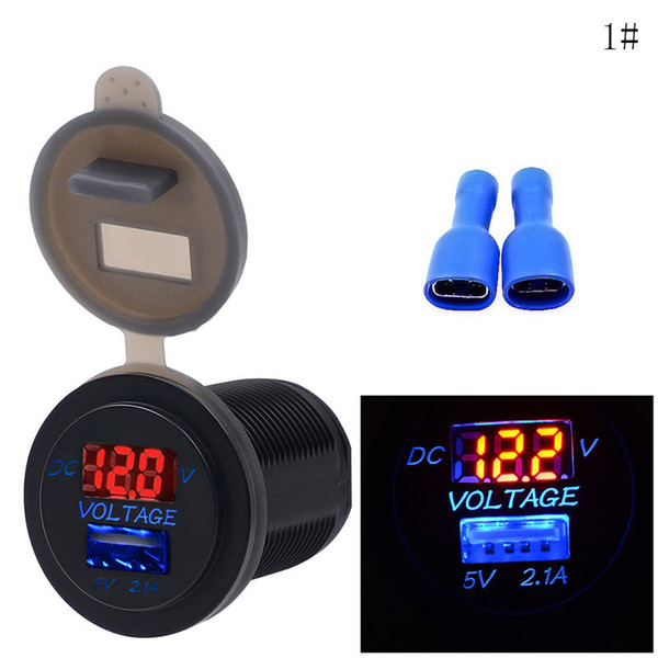 Quick Charge with Blue Red LED Voltmeter & AMP Indictator Digital Display USB Charger Socket for Car Boat Motorcycle