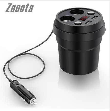 Zeoota Cup Car Charger Multi-function Display Voltage 3.1A 2 USB Car- DC12-24V Cigarette Lighter Splitter For GPS DVR Charge