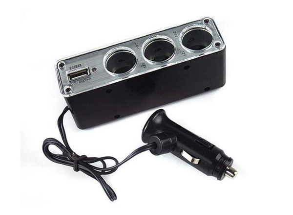 Factory direct sales three-hole mobile phone charger cigarette lighter with USB12V universal splitter one for three