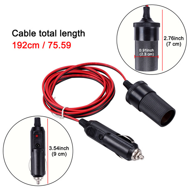 12V Car Cigarette Lighter Socket Extension Cord Vehicle Cigarette Lighter Output 12V-24V