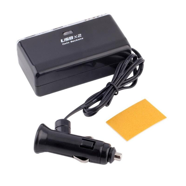 Universal Dual Socket 2 USB Port Car Vehicle Cigarette Lighter Splitter DC 12V/24V Adapter Power Socket Black