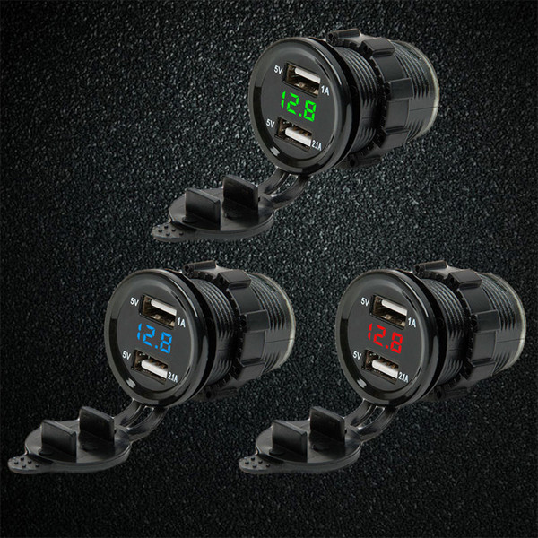 12V 3.1A Motorcycle Car Vehicle Dual USB LED Charger Socket