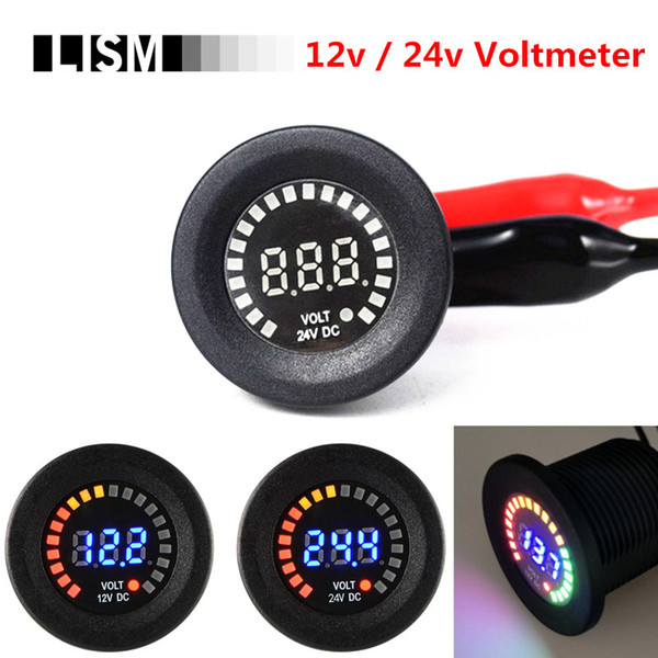 12v 24v DC Colorful LED Car Moto Voltage Volt Meter Waterproof Blue Digital Panel Display Boat Motorcycle Auto Accessories Parts