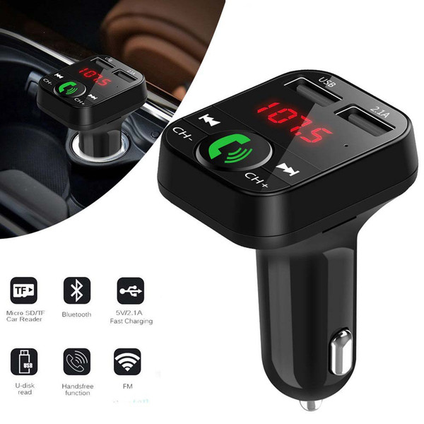 2022New B2 USB Charger Car FM Transmitter Wireless Radio Adapter Dual USB Charger Bluetooth Mp3 Player Support Handsfree Call