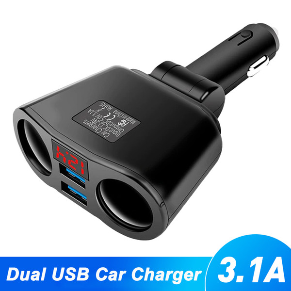 3.1A Dual USB 2 Port LCD Display 12-24V Cigarette Socket Lighter Fast Power Adapter Car Accessories