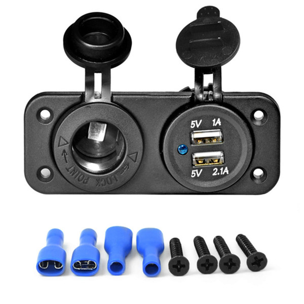 Waterproof Dual USB Charger 5V 2.1/1 Amp & Power Socket Panel Mount 12 Volt Outlet Motorbike USB Charger Motorcycle USB Socket