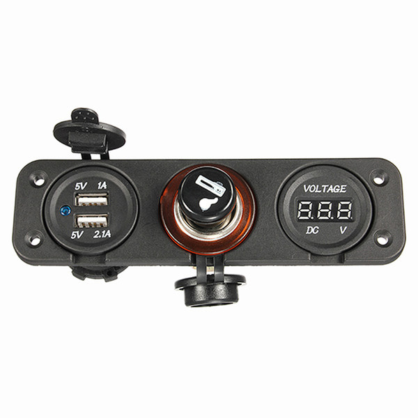 30PCS Multifunctional Car Cigarette Lighter Sockets Dual USB Adapter Charger Digital Voltmeter CEC_60U