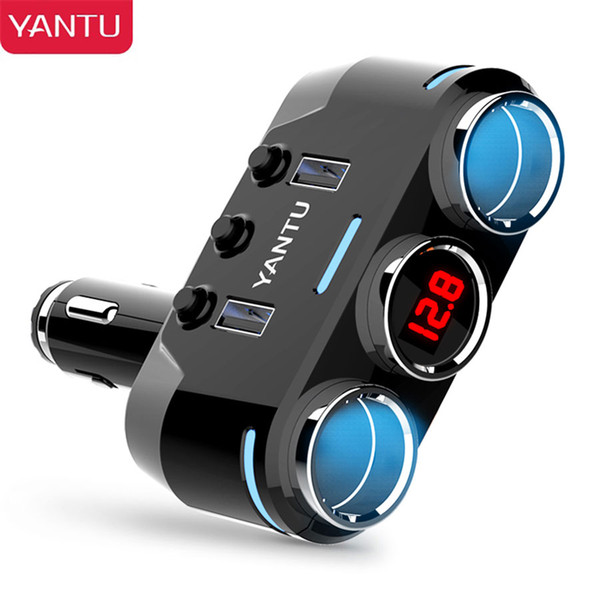 YANTU 12V-24V Car Cigarette Lighter Socket Splitter Dual USB Charger 1A 2.1A Voltage Detection One Two Three Ports Plug Adapter