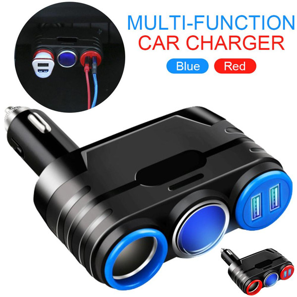 12V-24V Car ette Lighter Wireless Charger 1 For 3 Multi-Function Dual Connector USB Adapter Plug Chargers 3 USB Charger