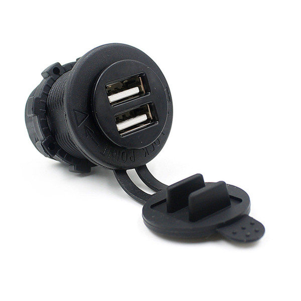 12V-24V Car Motorcycle Boat Waterproof Cigarette Lighter Dual USB Charger Automobiles Power Socket Plug Outlet Car-styling Universal Black