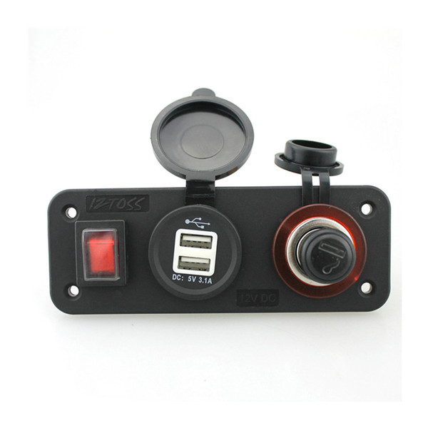 CAR DC12V Waterproof Cigarette Lighter Sockets+dual USB 3.1A Charger with Switch Control Adapter