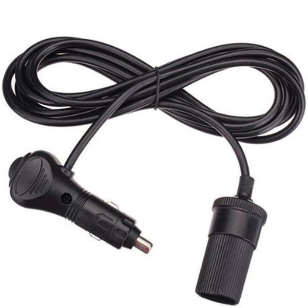 12V Car Cigarette Lighter Connector Wire Plug Lead Adapter Extension Cable Socket Accessory Black