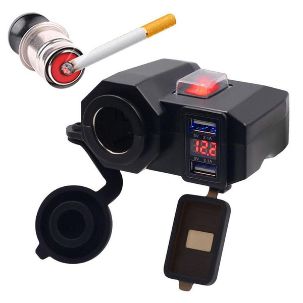 Waterproof Motorcycle 12V GPS Cigarette Lighter Dual USB Power Socket Char JXR