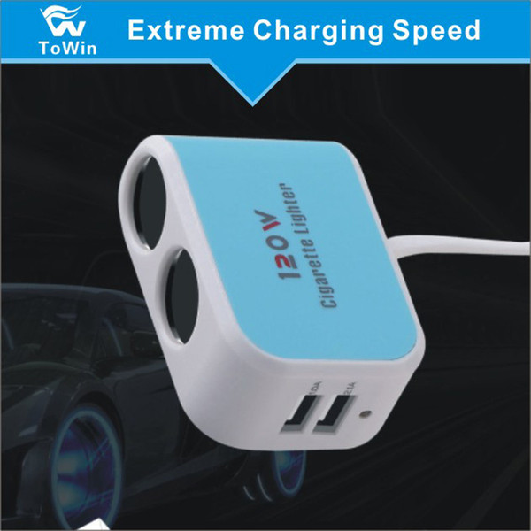 Multifunctional Car Charger Dual USB Socket Power Outlet 2 Car Cigarette Lighter Adapter Compatible with Various Cars