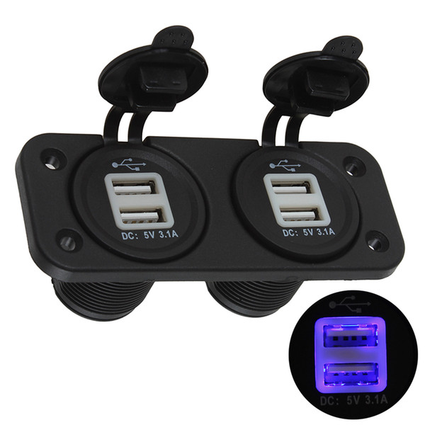 5V 3.1A Universal Waterproof Motorcycle Luminous 4 USB Power Supply Ports Socket Charger for Smartphone MP3 GPS CEC_699