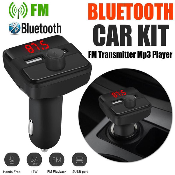 Car MP3 Player 3.0+EDR Bluetooth Version Car Kit Hands Free Wireless Bluetooth FM Transmitter LED Screen 5V/2.1A USB #y3