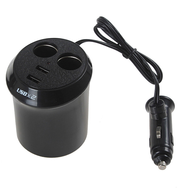 10PCS High Quality Black Dual 12V USB Port 2 Sockets Car Cigarette Lighter Charger Power Adapter Splitter CEC_619