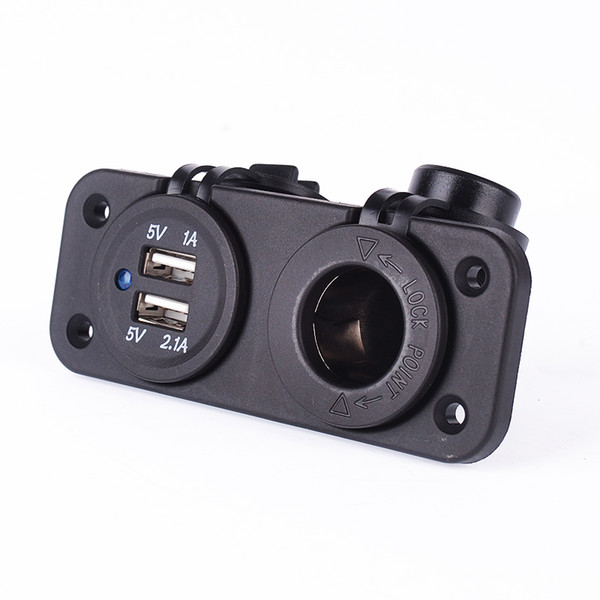 CAR Guaranteed 100% For ATV Dual USB Charger Sockets with Cigarette Lighter Power Socket For Car Truck Motorcycle Boat Free Shipping