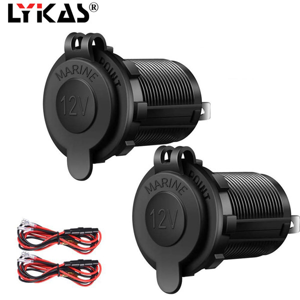 LYKAS Cigarette Lighter Socket Waterproof 12V 24V Car Motorcycle Boat Tractor Power Outlet Socket