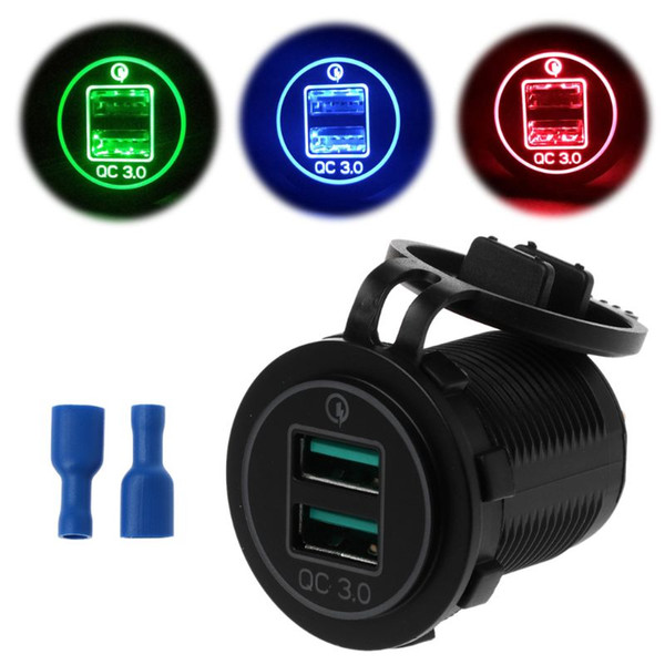 Dual USB Quick Charge 3.0 LED Fast Charger for 12V/24V Car Boat Motorcycle SUV Bus Truck Marine Jy25 19 Droship