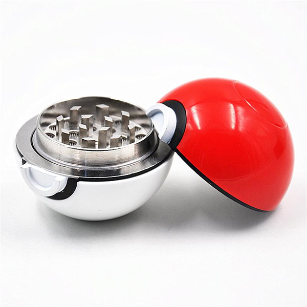 Pokeball herb grinder 55mm poke ball Metal Tobacco Grinders Herb Grinders Zinc Alloy Plastic 3 Parts Smoking Accessories