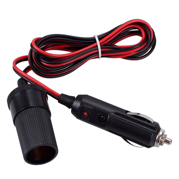 Car Cigarette Lighter Extension Cable With Indicator light 12V/24V Car Charger Extend Cord Red And Black Line-6.56ft