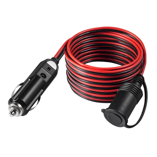 DC12V DC24V 5M/16.5ft Extension Cable for Car Cigarette Lighter Socket with Dustproof Waterproof Cap High Quality