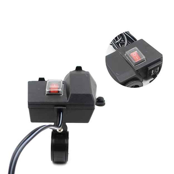 1PC 12V Auto Motorcycle Power Port Cigarette Lighter Dual USB Charging Car Mount Charger Adapters & Sockets