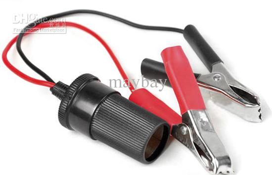 CAR battery clip with cigarette lighter connector cable New 10pcs