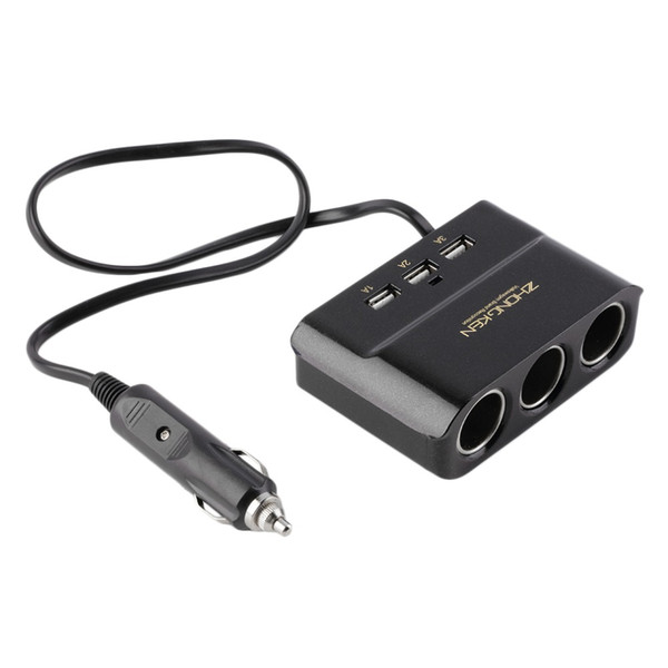 3 Way 12v auto Car Cigarette Lighter Power Socket splitter Charger Adapter 3 USB Port Chargers Brand New