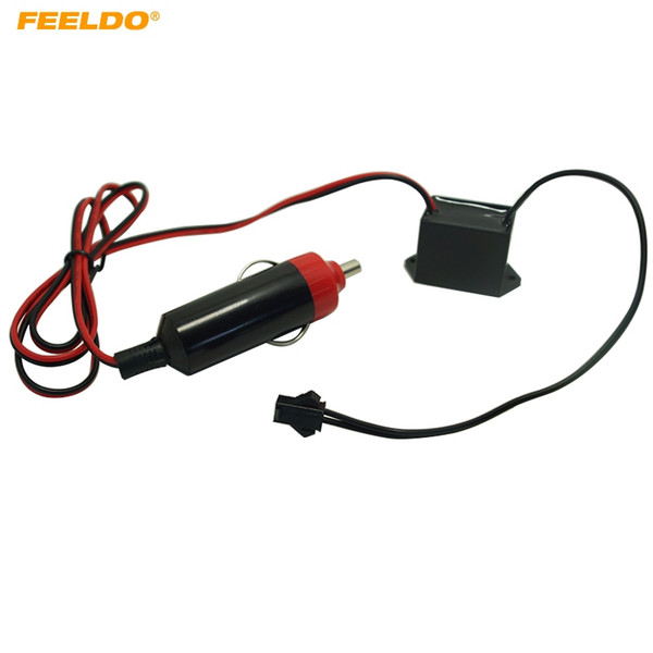 FEELDO 12V DC Car Decoration EL Fibre Neon Glow Lighting Rope Strip Power Driver Inverter With Cigar/Cigarette Lighter #5253