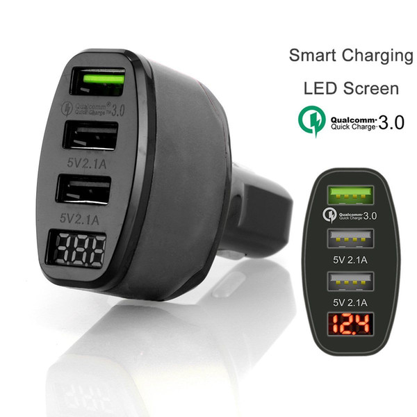 New 3-Port USB 4.2A Car Charger Adapter LED Display Fast Charging for iPhone Samsung Free Shipping