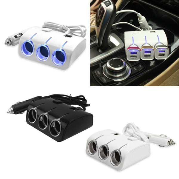 New Universal 3 Way Auto Car Cigarette Lighter Socket Splitter 3 USB Charger Power Adapter For Phone For Tablet PC