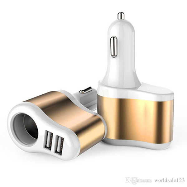 HOT 3 in 1 Dual USB Car Charger 3.1A Compatible Universal Car Cigarette Lighter Power Socket Auto Adapter for Iphone Samsung Huawei Xiaomi