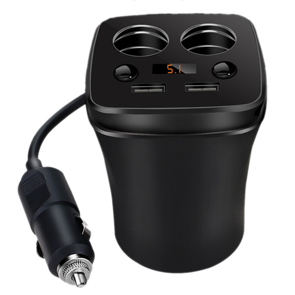 12-24V 3.1A Dual USB Car Lighter Charger Branch Adapter Port Voltage Current Display Auto Cup Holder 2 Sockets