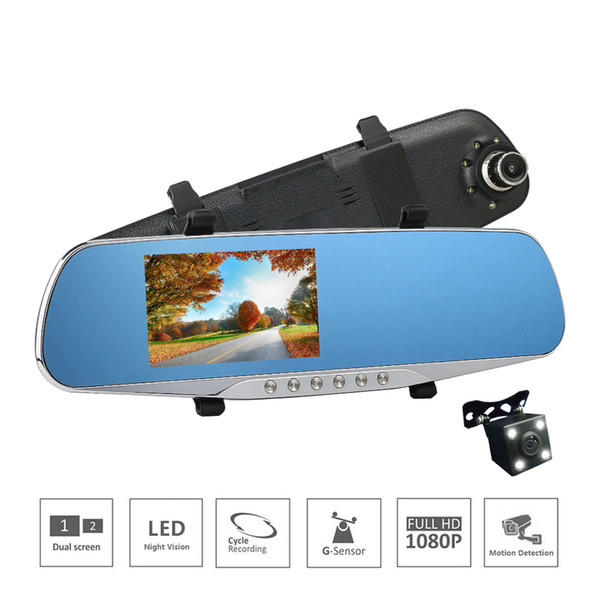 Full HD 1080P DVR Night Vision durable Car Camera Dual Lens Car dvr Camera Shockproof Rearview Mirror Cars Dvr LED Rear Camera