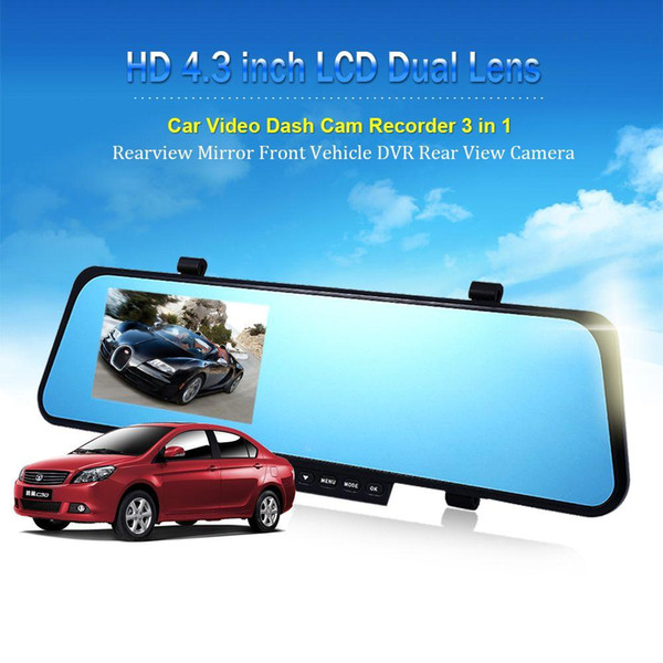 car dvr 3 in1Newest 4.3 Inch HD 1080P Car Rearview Mirror DVR Car Camera Recorder Parking Night Vision DVR Dual Camera Video Recorder