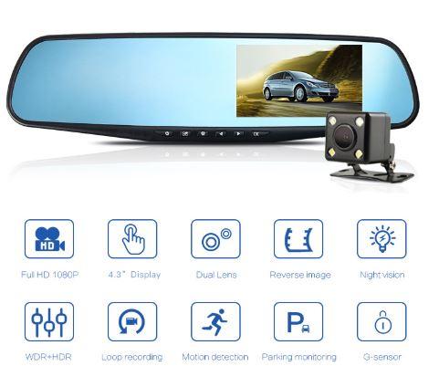 Car DVR Dual Lens Car Camera Full HD 1080P Video Recorder Rearview Mirror With Rear view DVR Dash cam Auto Registrator