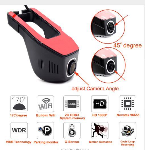 Wifi Car DVR Registrator Digital Video Recorder Camcorder Dash Camera 1080P Night Version Novatek 96658, Cam Can Rotate