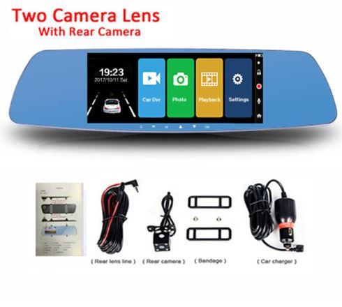 7 Inch Touch Screen Car DVR Dual Lens Camera Rearview Mirror Video Recorder Dash Cam Auto Camera Portable Recorder