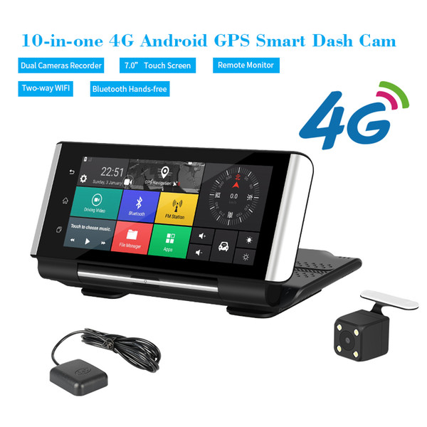 7'' 4G Wifi Fold Android Car DVR GPS Mirror Dual Lens Recorder Camcorder ADAS