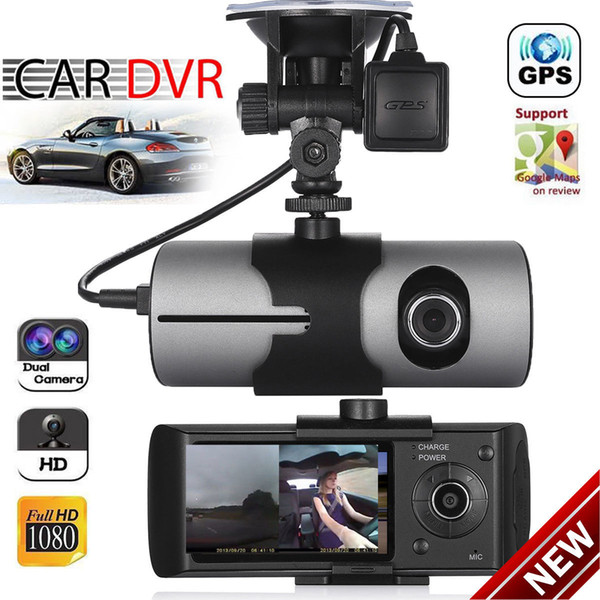 Dual Lens GPS Camera HD Car DVR Dash Cam Video Recorder G-Sensor Night Vision Free Shipping