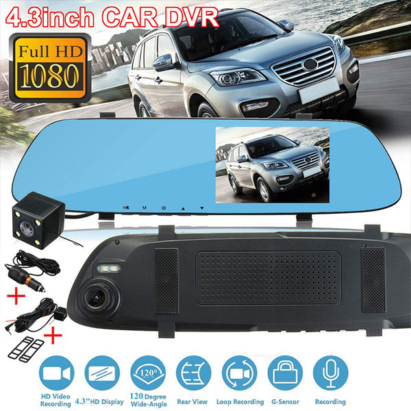 Universal Car DVR Camera Recorder Dash Cam 720P 4.3inch Glass Motion Detection HD Rear View Camera Mirror Pratical Dashcam