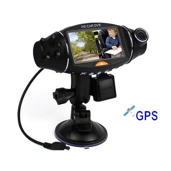 R310 HD 1080P Car dvr driving recorder Monitor double lens 140 degree wide angle night vision G-sensor GPS Logger camera