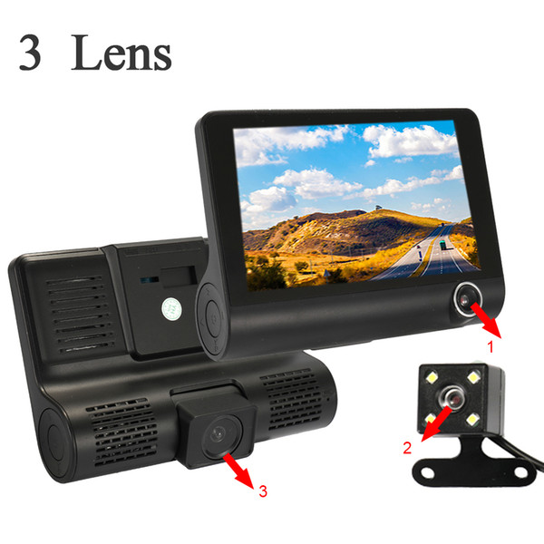 4.0in 3 Way Car DVR Camera Video Driving Recorder Rear View Auto Registrator With Two Cameras Dash Cam DVRS Dual Lens Carcorder