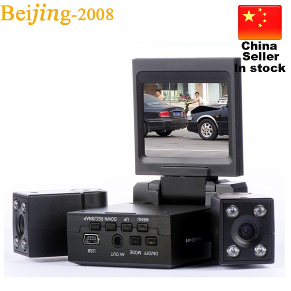 New Dual Two Lens Auto-recording Cycling Car DVR Cam Recorder Night Vision Vehicle Camera Video 010224
